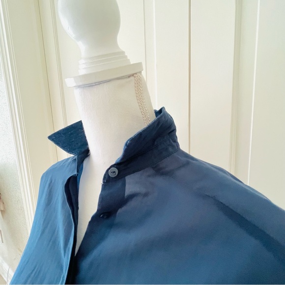 Zara semi sheer blue button down tunic xs - Picture 8 of 13